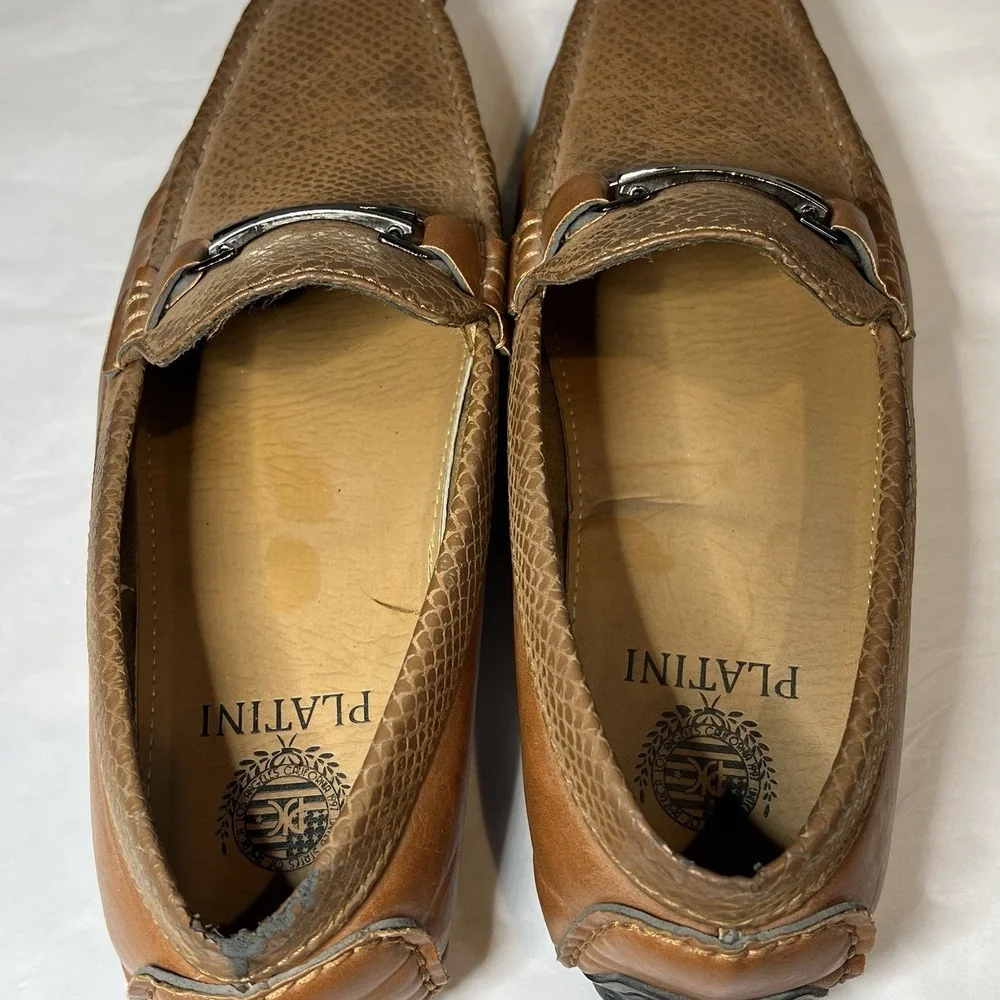 Platini Brown Men's Dress‎ Shoe Size 10 Slip On Loafer Moccasin